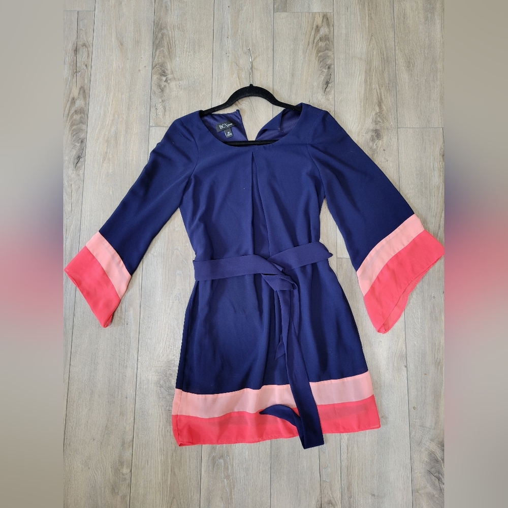 BCX - XS Navy with Pink Women's Wrap Dress